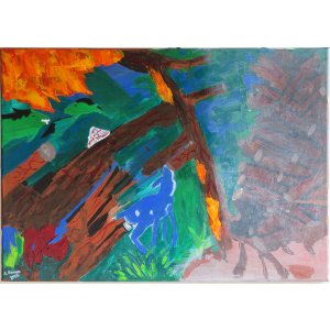 Keilrahmen 50x70cm.
Titel: Tierschicksale. Von Franz Marc.